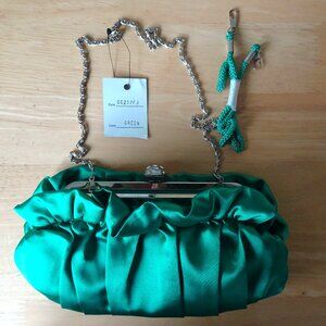 Dollhouse Green Satin Ball Clutch Purse NWT